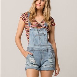 Almost Famous Distressed Cuffed Overall Shorts